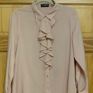 Long-sleeve pink button down
